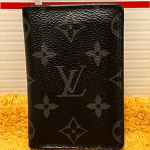 Authentic Louis Vuitton Carte Pocket Organizer MONOGRAM ECLIPSE Black Canvas